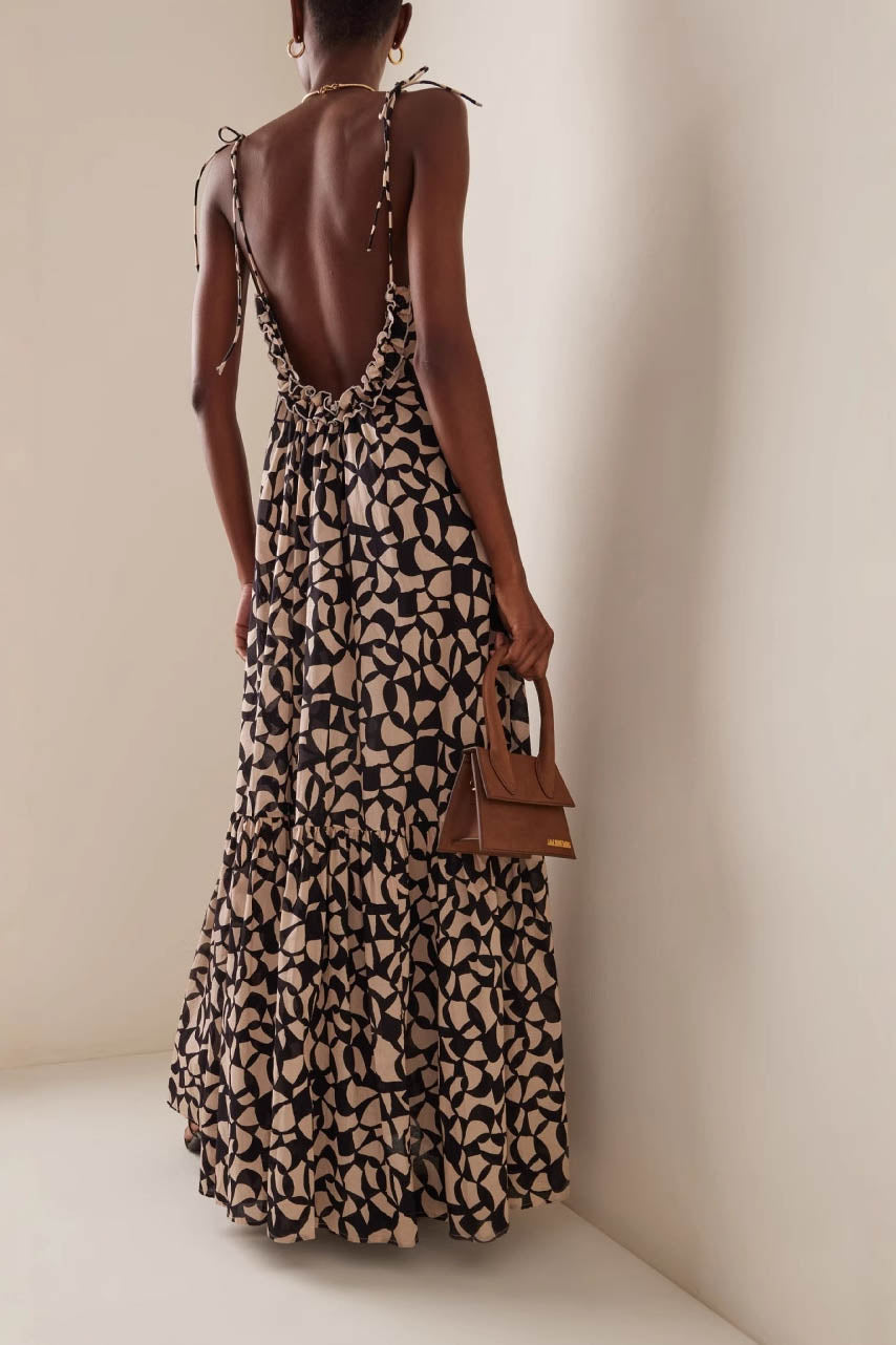 Monochrome Reverie-midi Dress