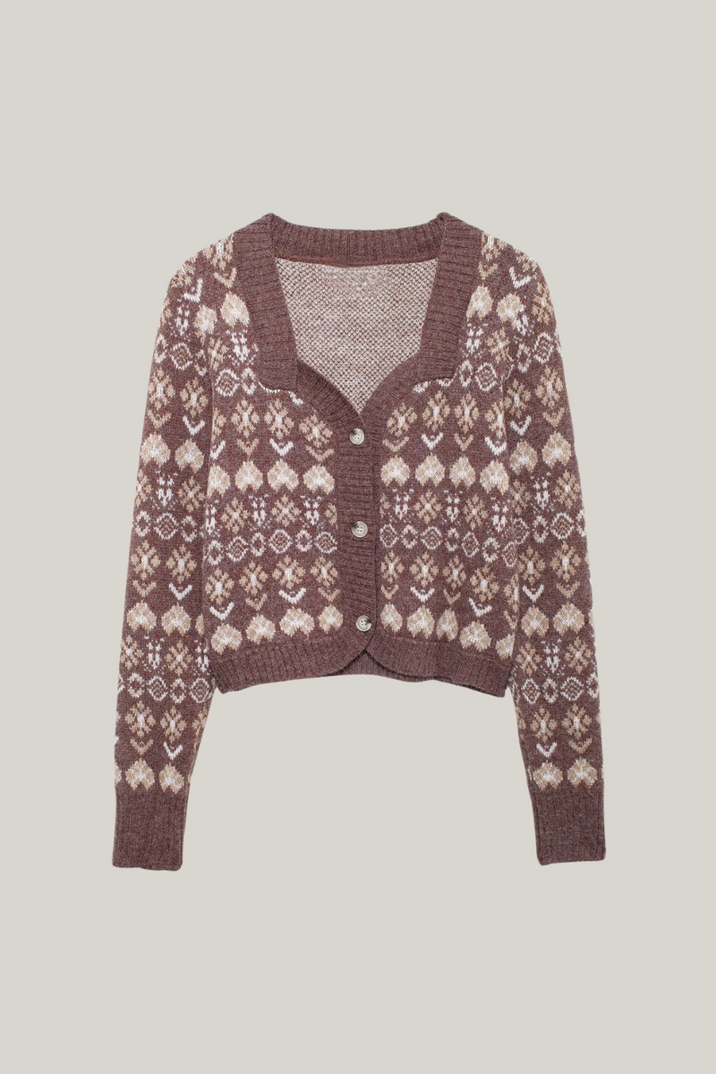 Sweetheart Pattern Contrast Cardigan
