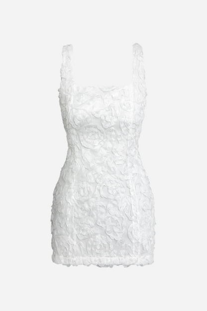 Doris Applique Lace-up Mini Dress