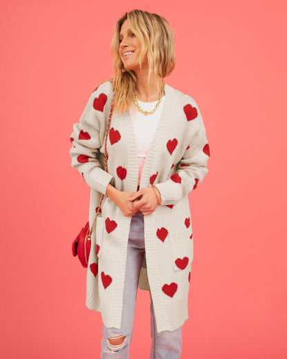 Listen to Your Heart Knit Open Front Cardigan - Beige