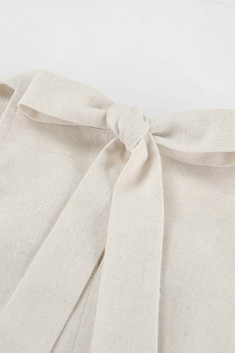 Halter Neck Tiered Cotton Linen Mini Dress