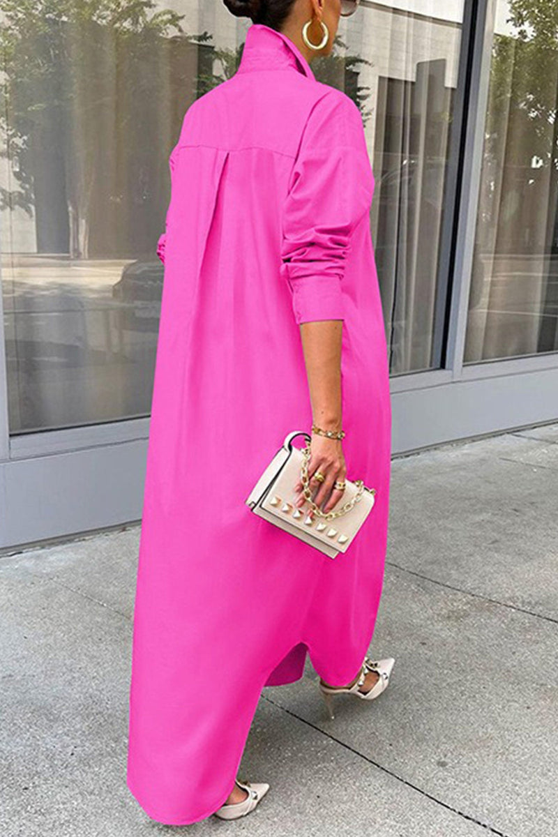 Color Single-breasted Long Blouse