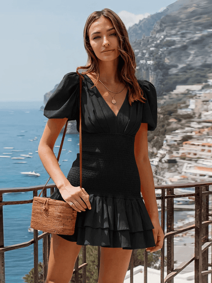 Always a Good Time Smocked Mini Dress - Black