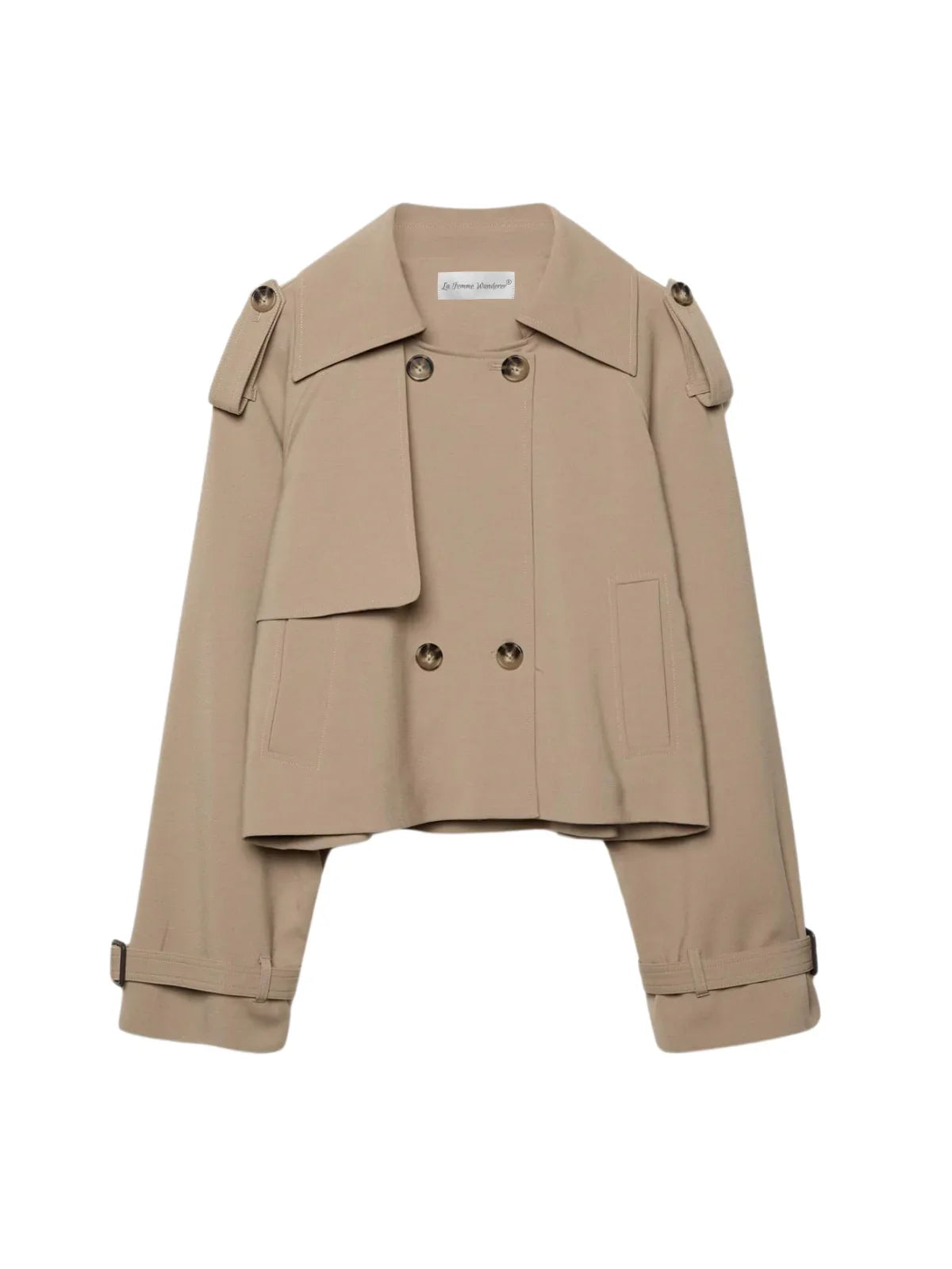 & Breasted Lapel Trench Coat