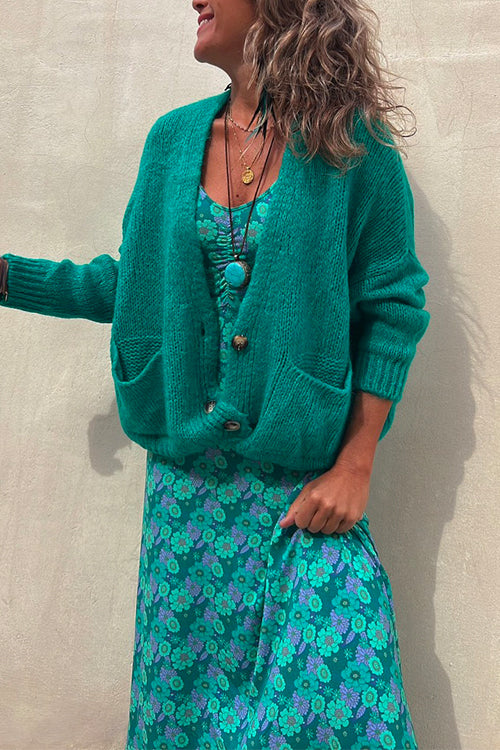 Button Down Pockets Sweater Cardigan