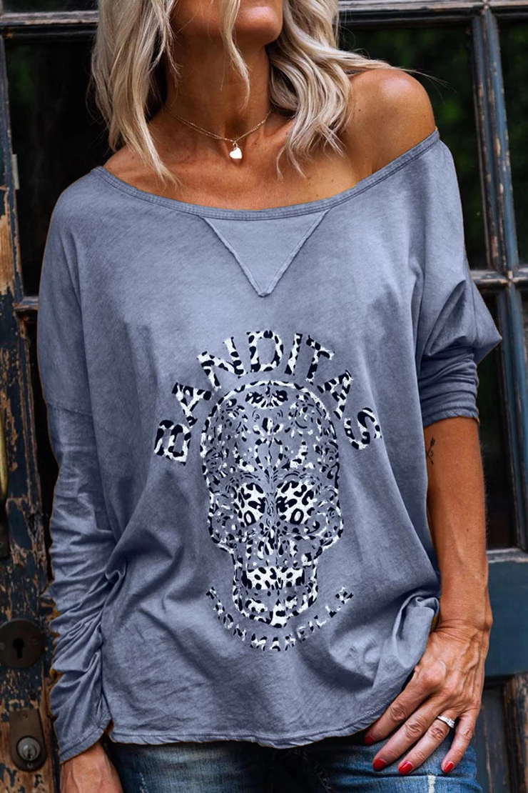 Skull Head Printed Loose Long Sleeve T-shirt