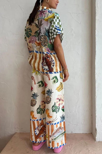 Artistic Colorful Fruit Print Two-piece Set