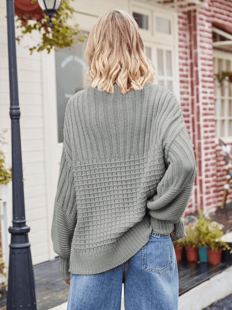 Tahoe Bound Waffle Knit Sweater - Grey