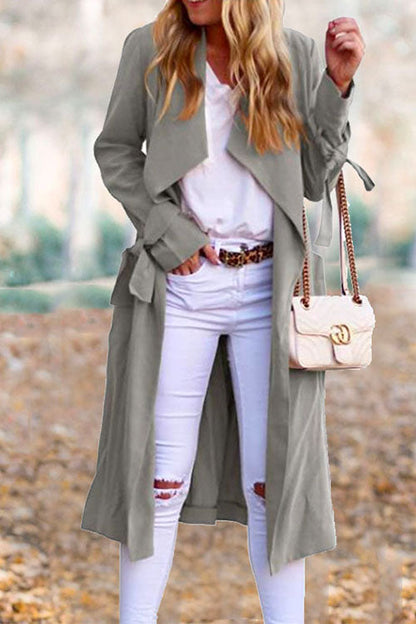 Moxidress Drap Front Tie Waist Fall Midi Cardigan