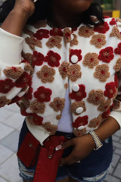 Puff Sleeve Jacquard Cardigan