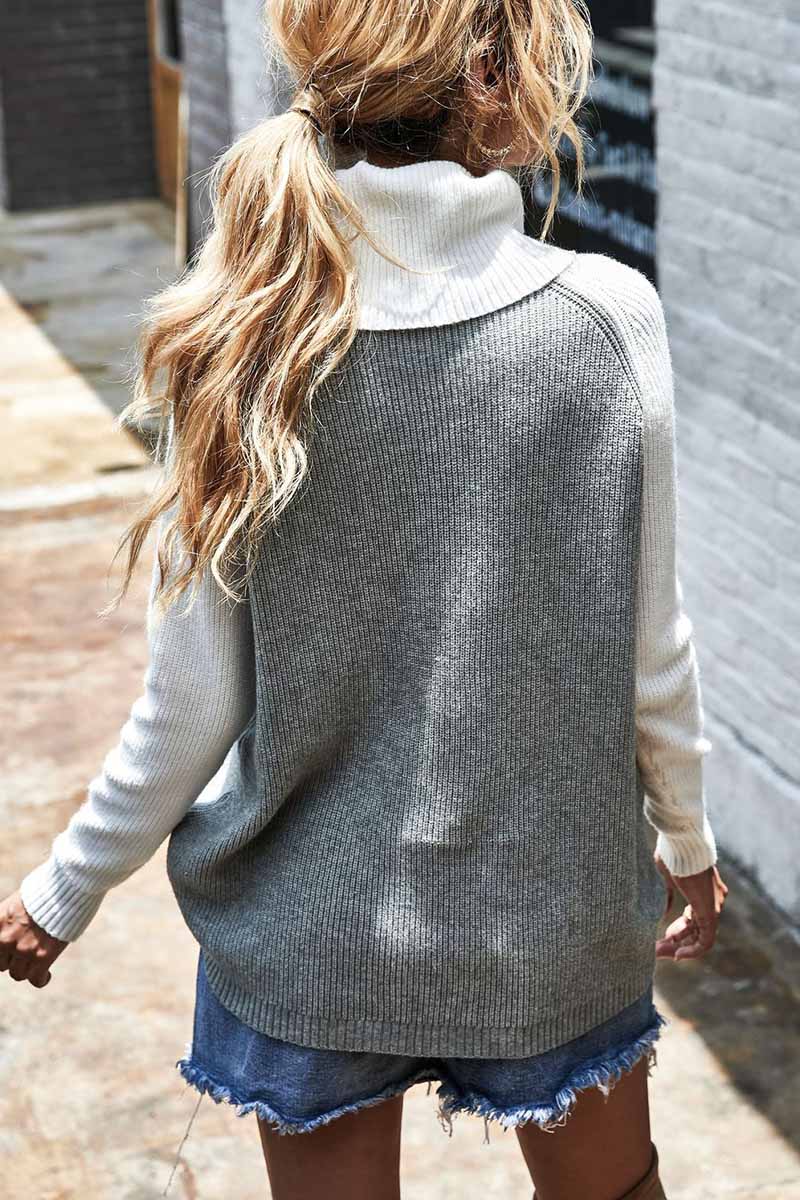 Contrasting High Neck Sweater