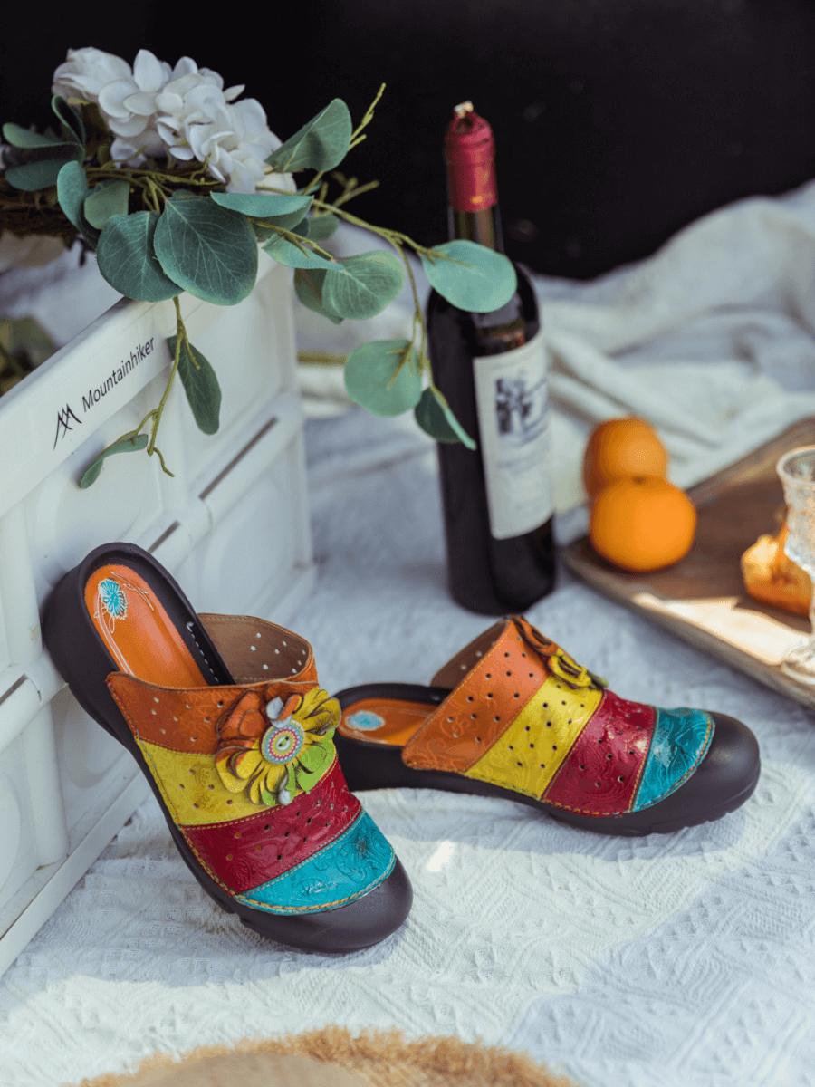 Soffia | Rainbow Streak Leather Sandal