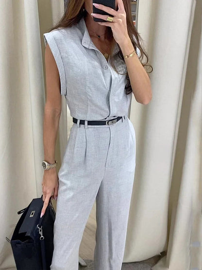 Granit Pintuck Trousers Wide-leg Pant Set