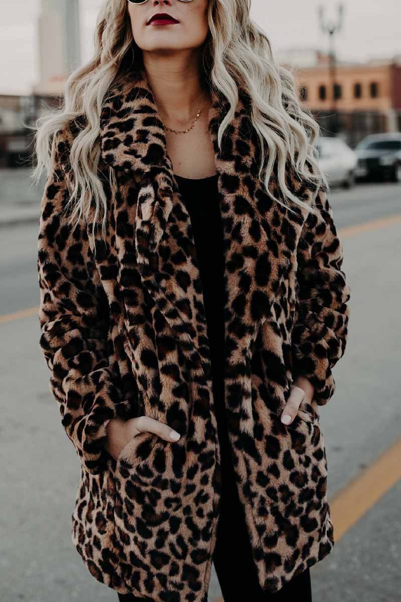 Lapel Leopard Coat