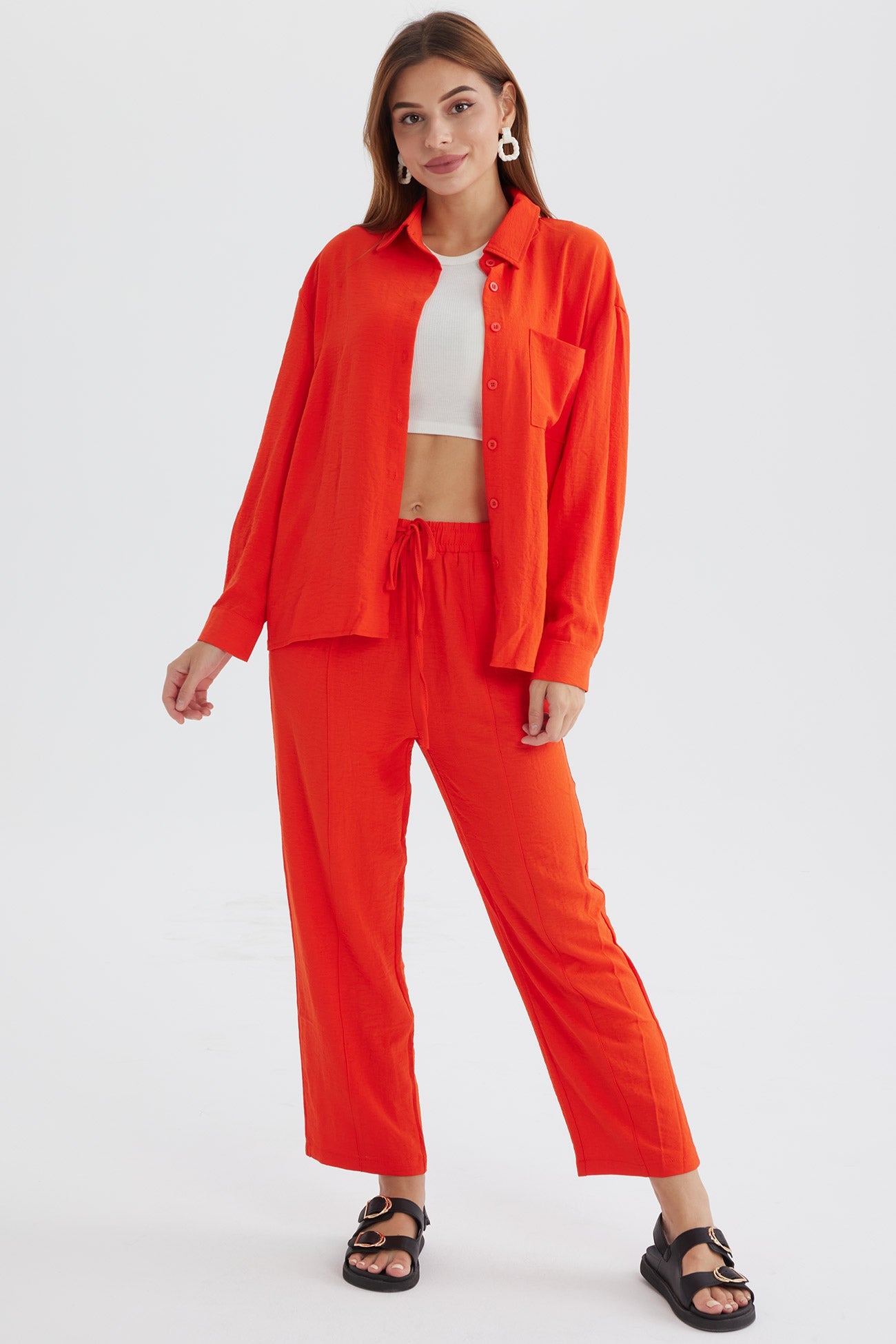Long Sleeve Color Shirt Long Pants Set