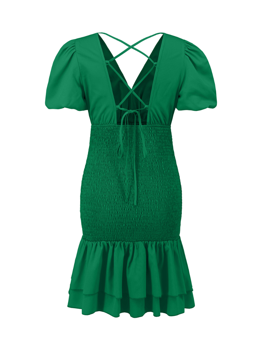 Always a Good Time Smocked Mini Dress - Green
