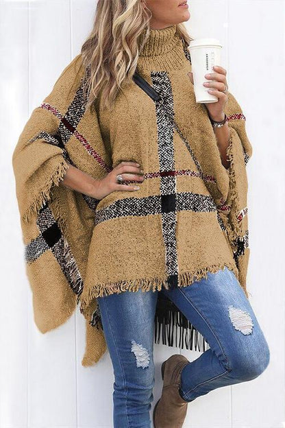 Chicest Tassel Lattice Cloak Poncho Sweater