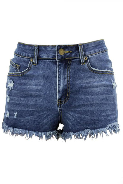 Denim Zipper Fly Sleeveless Mid Zippered Patchwork Split Straight Shorts