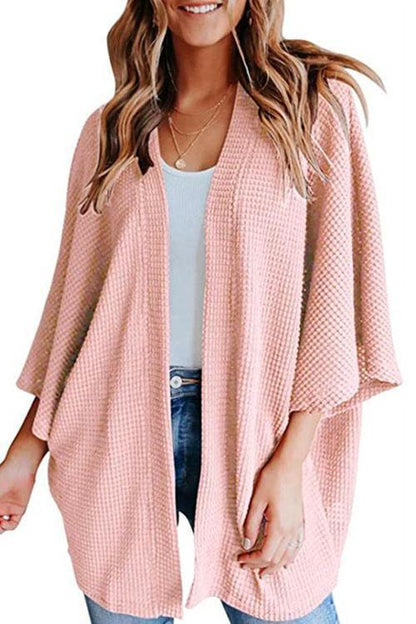 Moxidress 3/4 Sleeve Open Front Kimono Cardigan