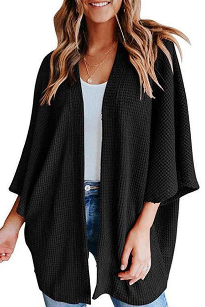 Moxidress 3/4 Sleeve Open Front Kimono Cardigan