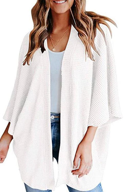 Moxidress 3/4 Sleeve Open Front Kimono Cardigan