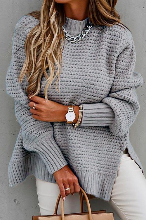 Moxidress Side Split Carrie Chunky Knit Sweater