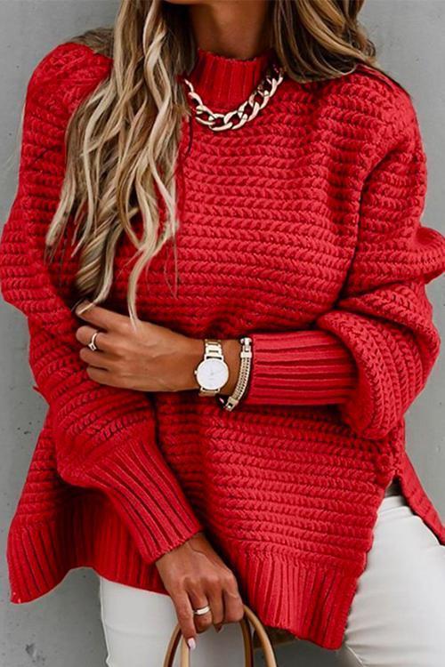 Moxidress Side Split Carrie Chunky Knit Sweater