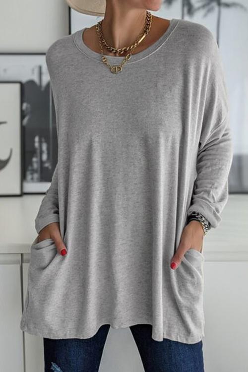 Moxidress Long Sleeve Pockets T-shirt