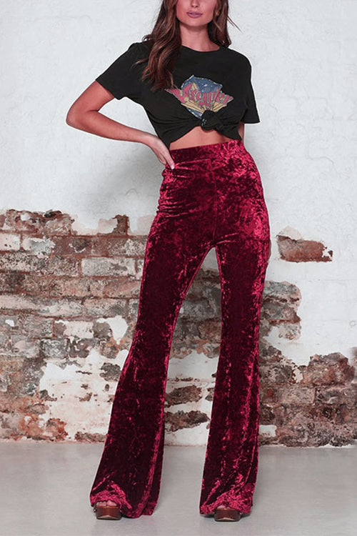 High Waist Flare Velvet Pants
