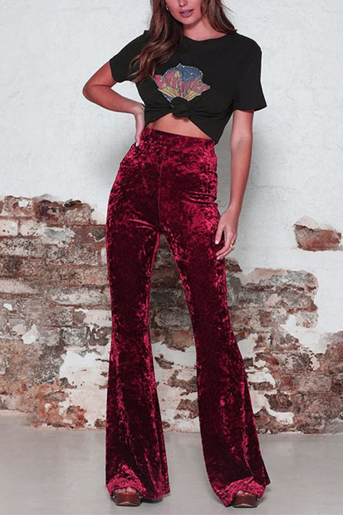 High Waist Flare Velvet Pants