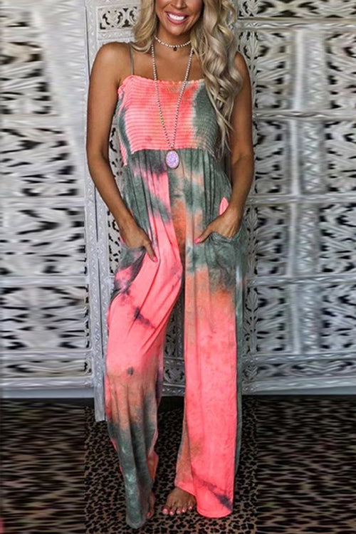 Printed Cami Jumpsuits With Pockets