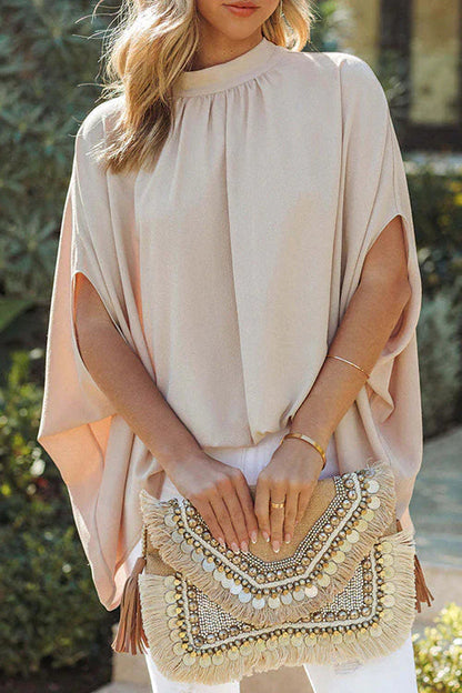 Mockneck Cloak Blouse Top