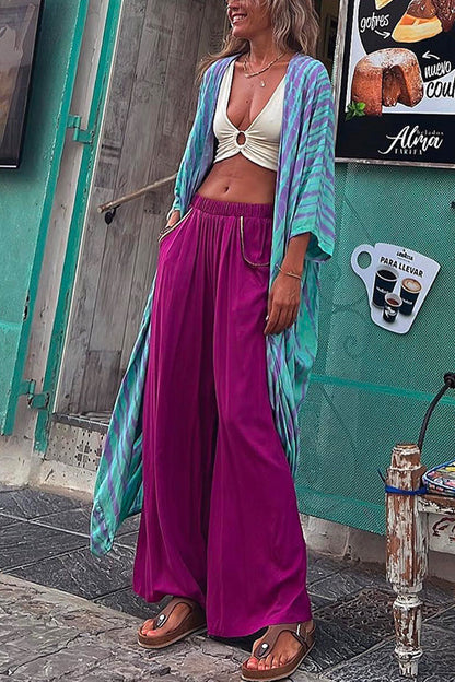 Open Front Color Block Tie Dye Long Cardigans