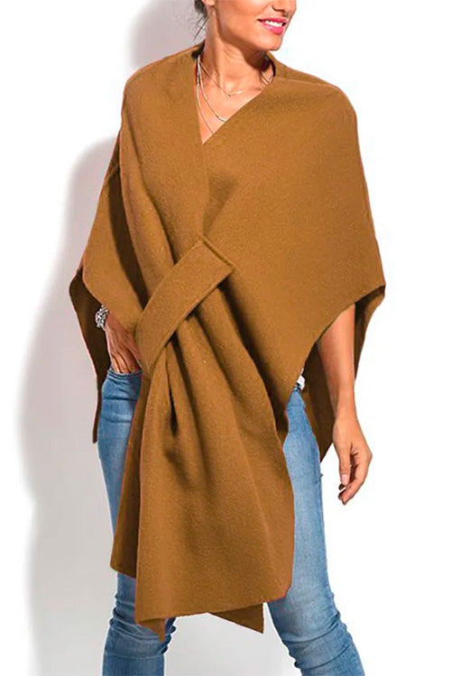 Moxidress V Neck Wrapped Batwing Cloak Sweater