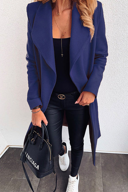 Lapel Open Front Long Sleeve Cardigans