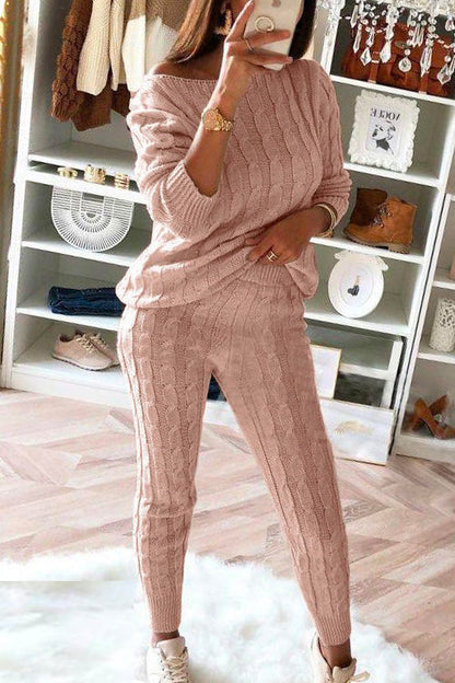 Moxidress Crewneck Long Sleeve Sweater and Slim Fit Pants Set