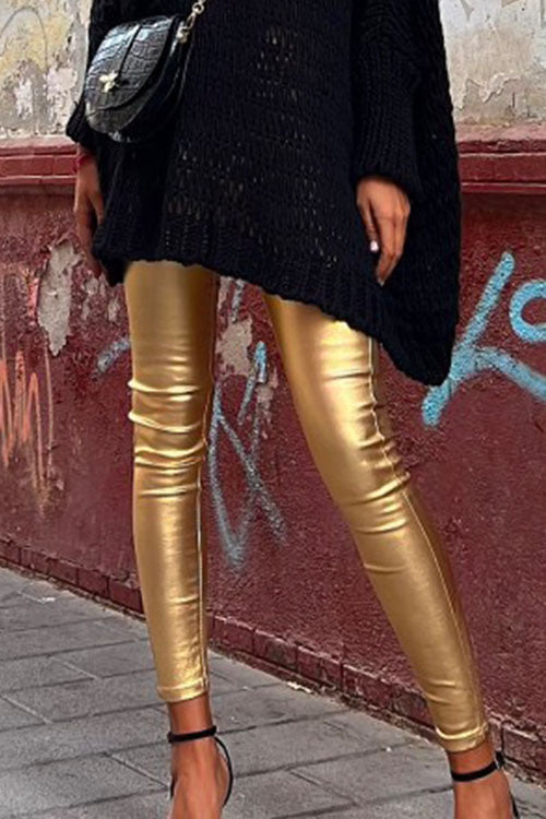 Moxidress Slim Fit Faux Leather Leggings Pants
