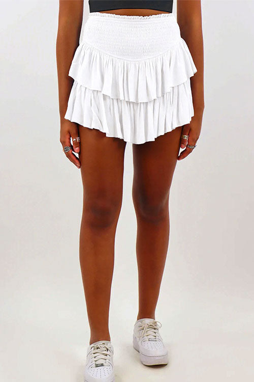 Elastic Waist Ruffle Swing Skirts