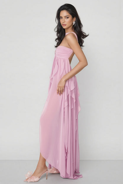 Purple Irregular Ruffled Maxi Dress
