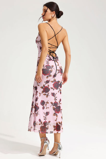 Lace Up Slim Cami Midi Dress