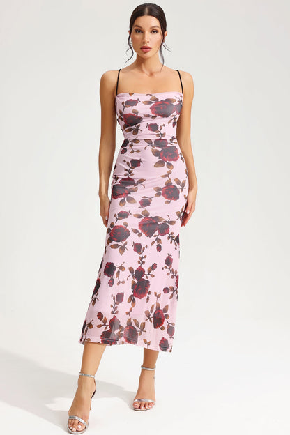 Lace Up Slim Cami Midi Dress