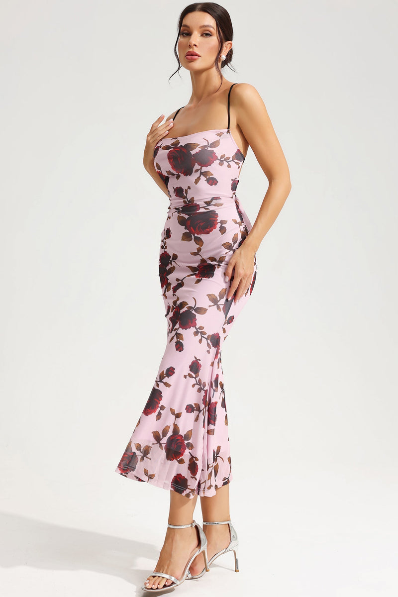 Lace Up Slim Cami Midi Dress