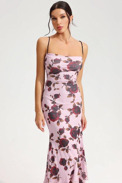 Lace Up Slim Cami Midi Dress