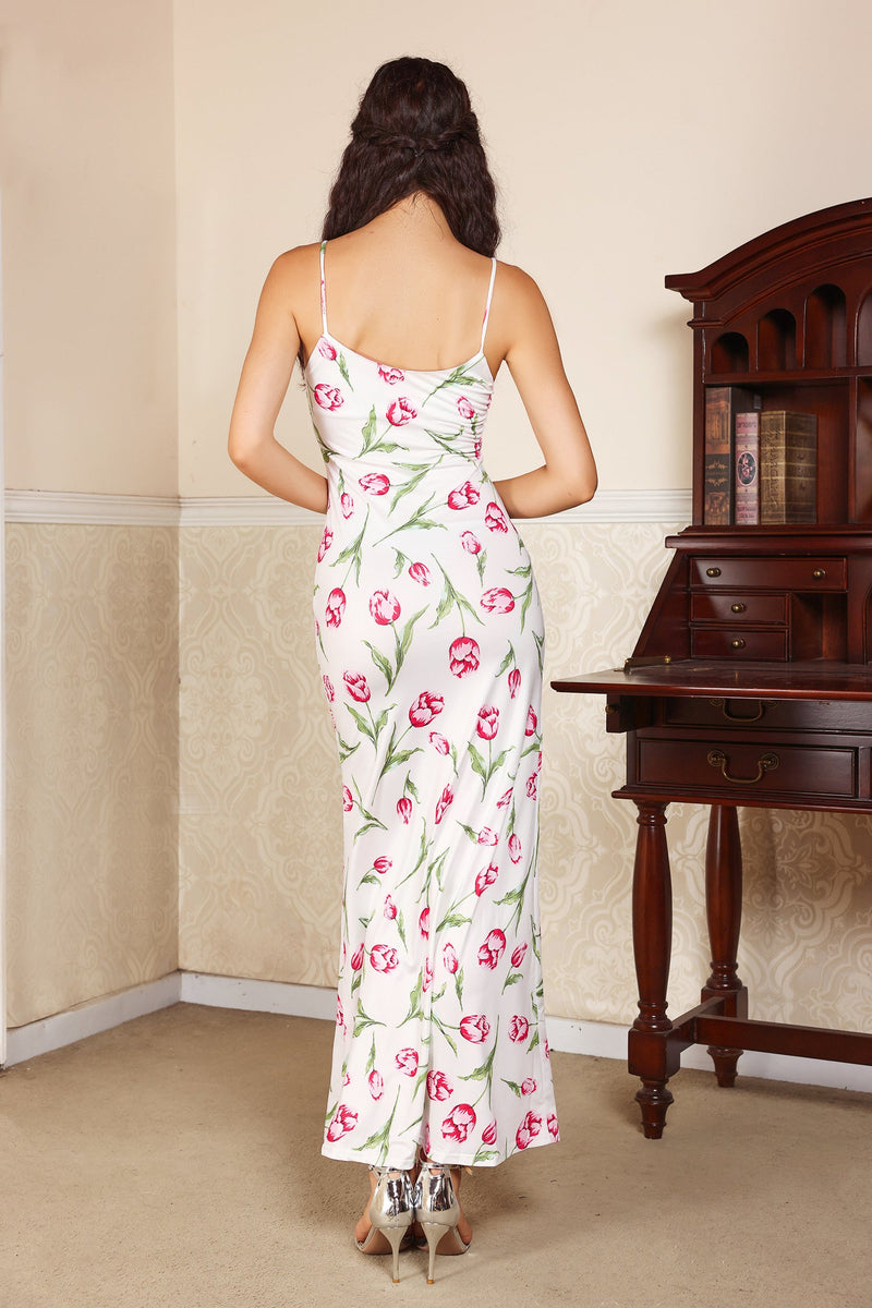 3d Flower Sleeveless Slim Maxi Dress