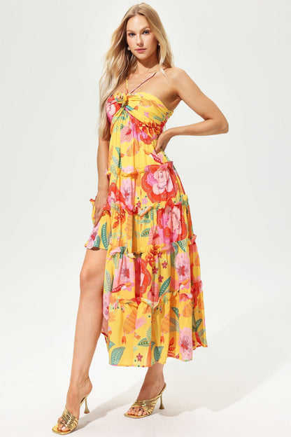Ruffle Hem Cami Maxi Dress
