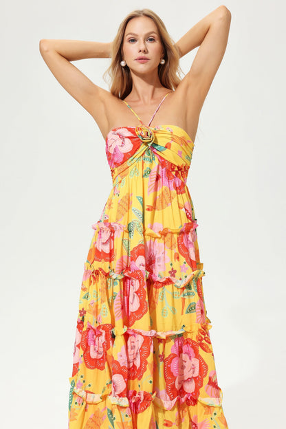 Ruffle Hem Cami Maxi Dress