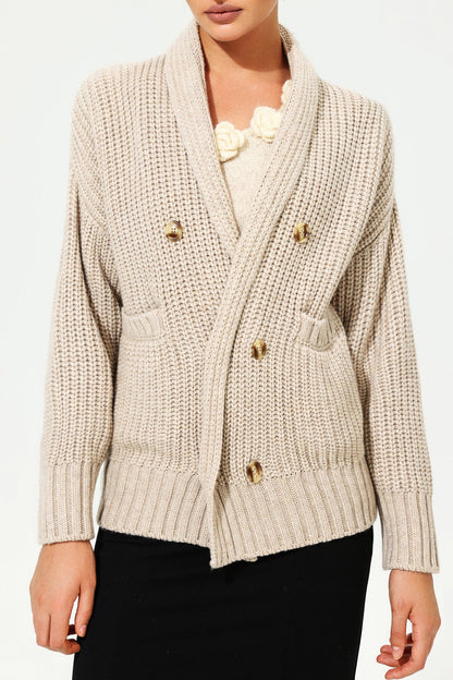 Long Sleeve Turtleneck Chunky Pins Sweater