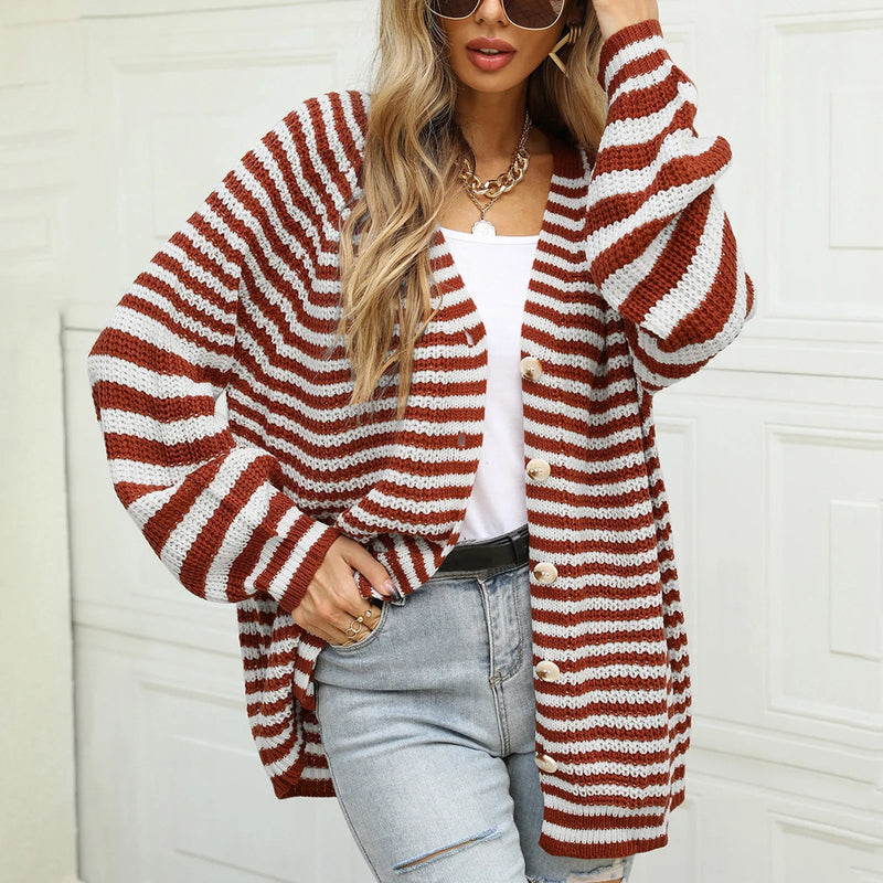 Knitted Long Sleeve Cardigan Christmas Sweater - Autumn Winter Warm