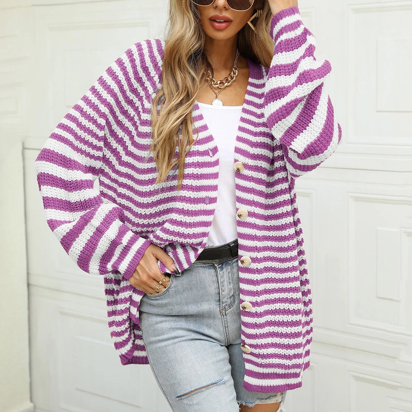 Knitted Long Sleeve Cardigan Christmas Sweater - Autumn Winter Warm