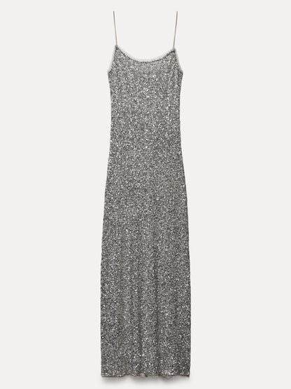 Sequin Slip Round Neck Dress